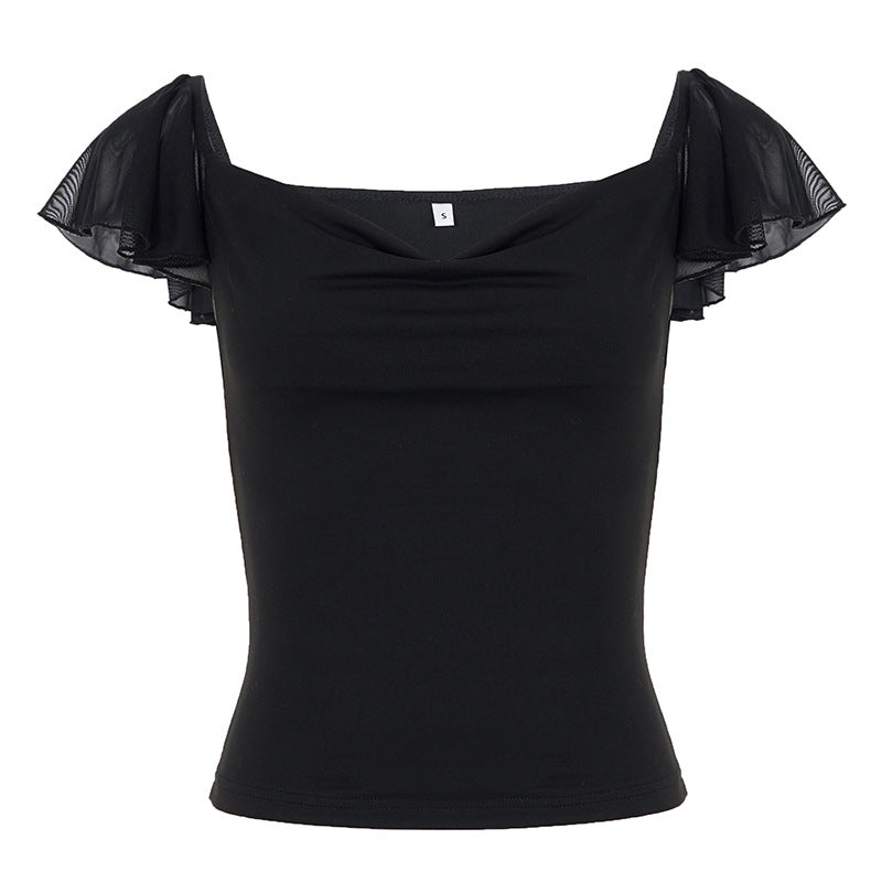 Damen elegantes Top mit schulterfreien Rüschendetails Echo Archiv