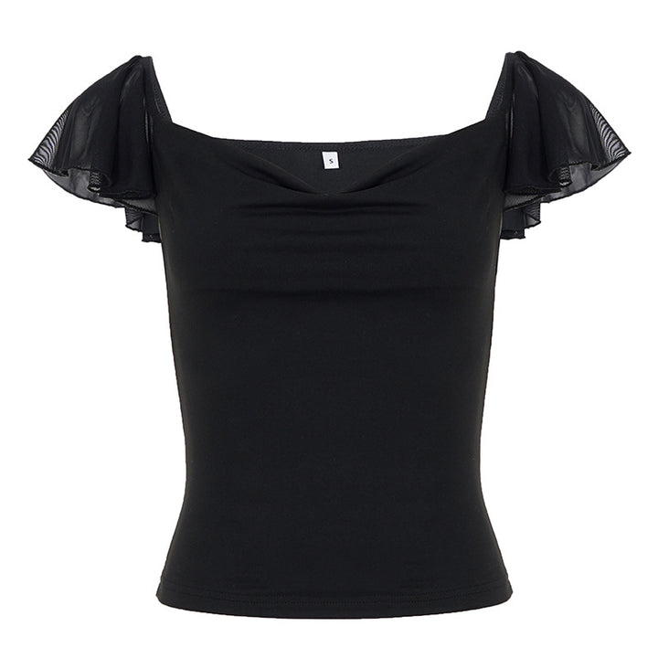 Damen elegantes Top mit schulterfreien Rüschendetails Echo Archiv