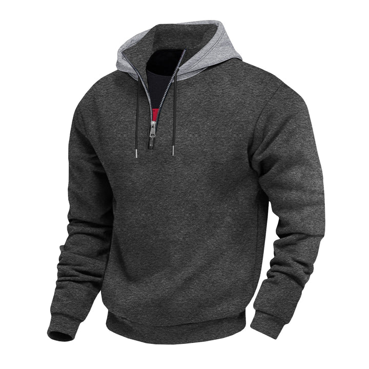 Herren Kapuzenpullover mit halbem Reißverschluss und kontrastierendem Innenfutter Echoarchiv