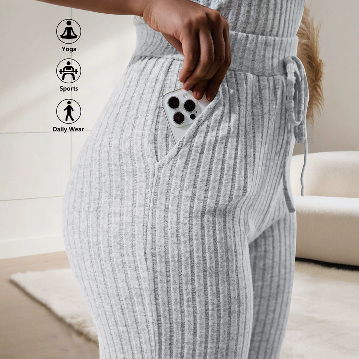 Damen Komfort-Strickhose mit weitem Bein und Kordelzug echoarchiv-