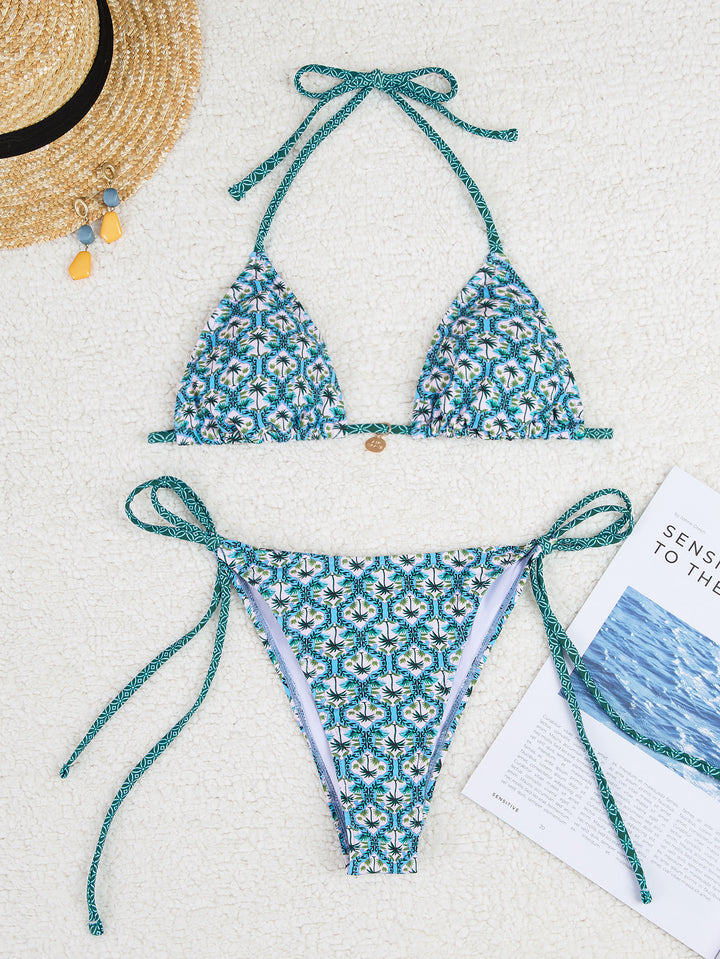 Damen Triangel-Bikini mit verspieltem Palmenmuster Echo Archiv