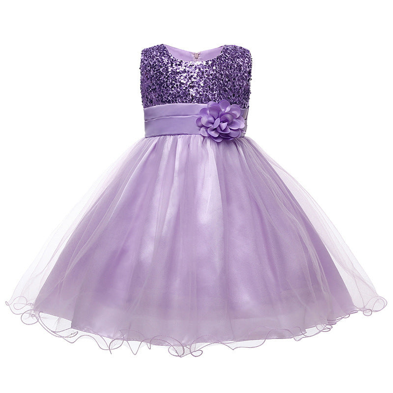 Mädchen Festliches Tüllkleid mit Glitzerndem Oberteil und Floraler Applikation Echoarchiv