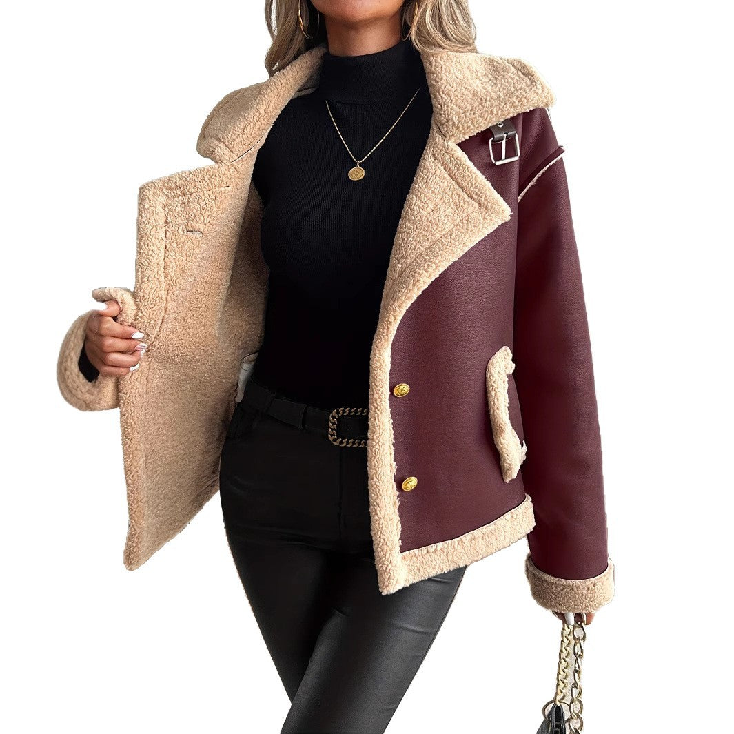 Damen Modische Teddyfelljacke – Célinea