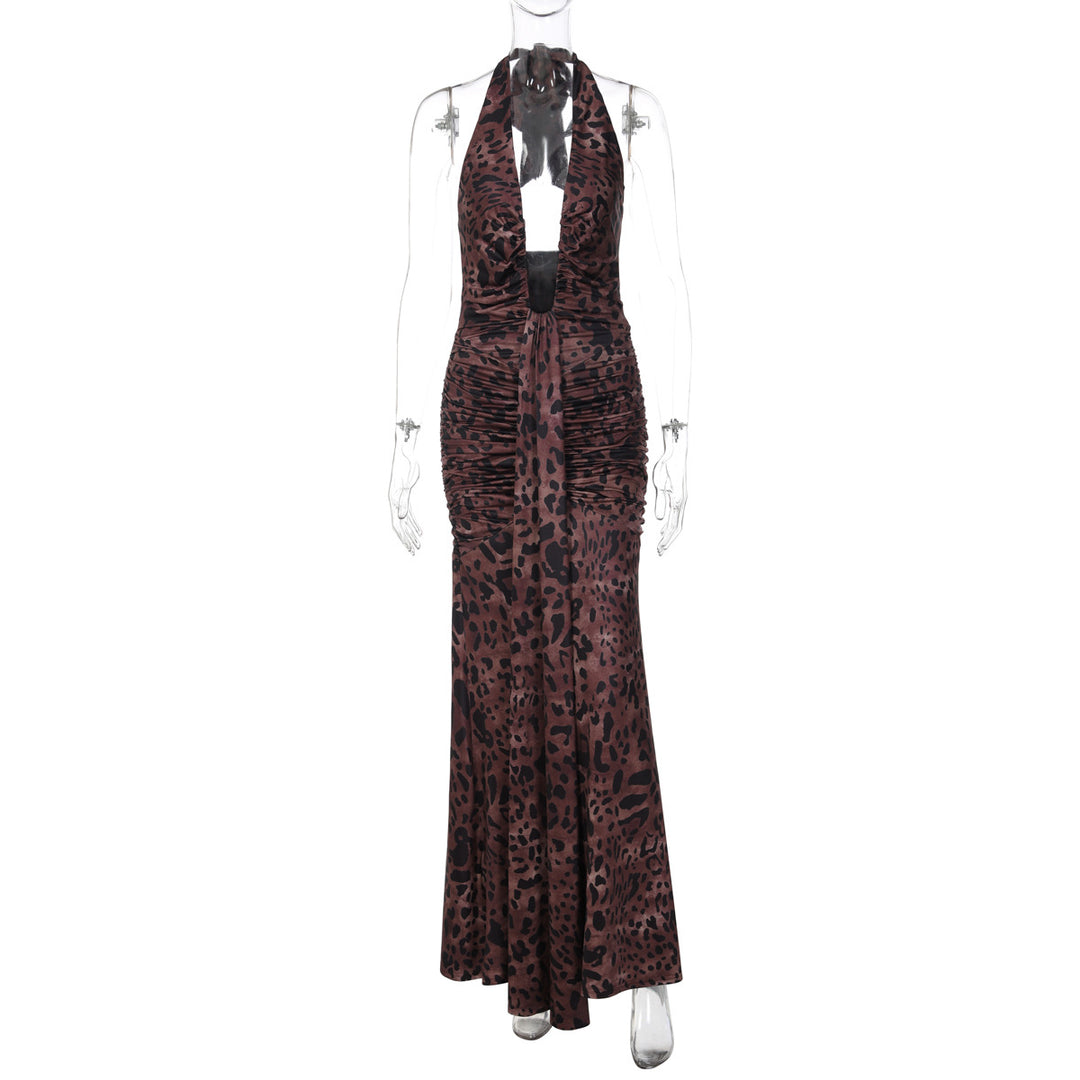 Damen Elegantes Maxikleid mit tiefem V-Ausschnitt und Raffungen Echo Archiv