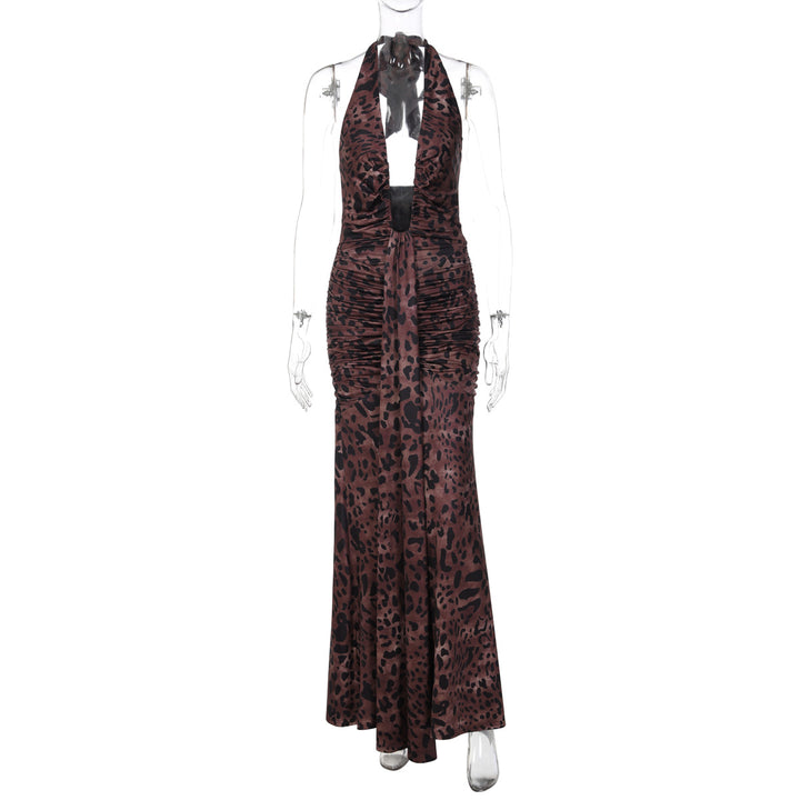 Damen Elegantes Maxikleid mit tiefem V-Ausschnitt und Raffungen Echo Archiv