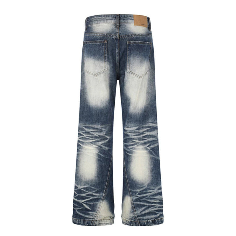 Damen Hochtaillierte weite Schlagjeans mit Used‑Waschung und Nietenbesatz Echoarchiv