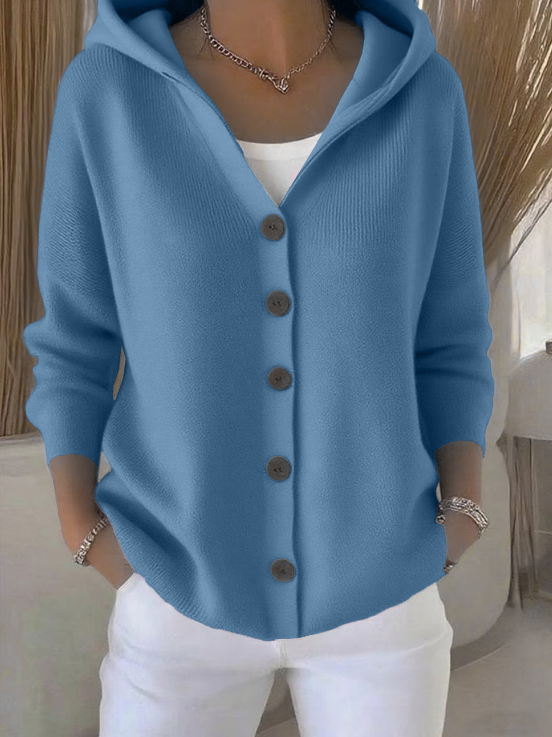 Damen nan Kapuzen-Cardigan mit Knopfleiste und lässiger Oversize-Passform Echo Archiv