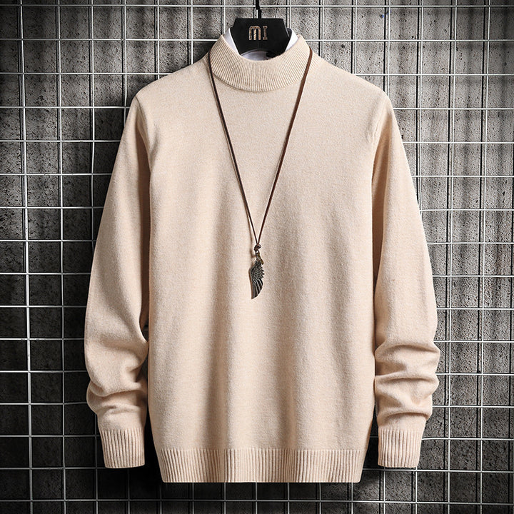 Herren nan Premium Stehkragenpullover aus feinem Baumwoll-Mix mit gerippten Bündchen und schmaler Silhouette Echo Archiv