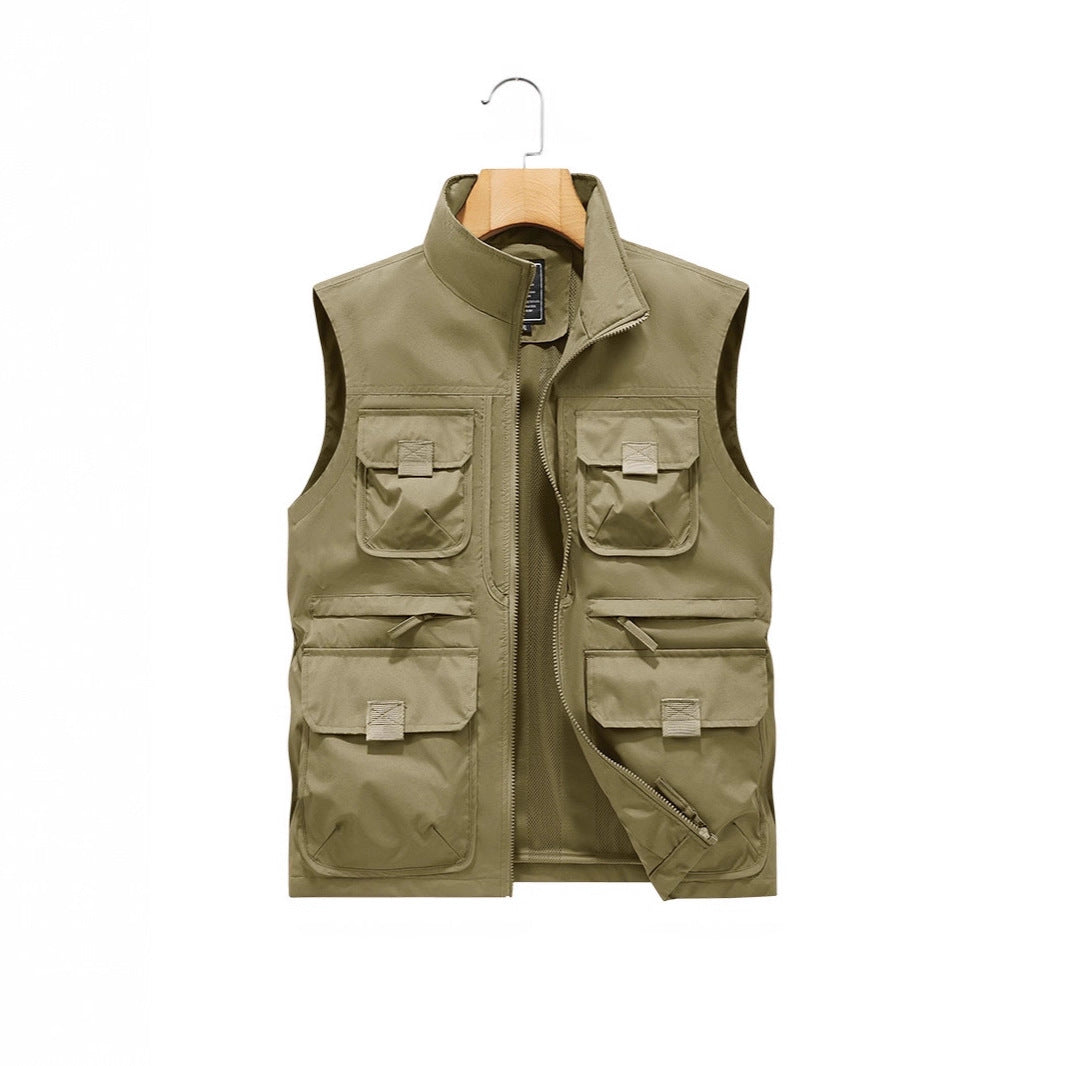 Herren Outdoor-Multitaschenweste mit Schnellzugriffstaschen und Stehkragen – Marzano