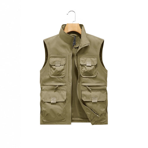 Herren Outdoor-Multitaschenweste mit Schnellzugriffstaschen und Stehkragen – Marzano