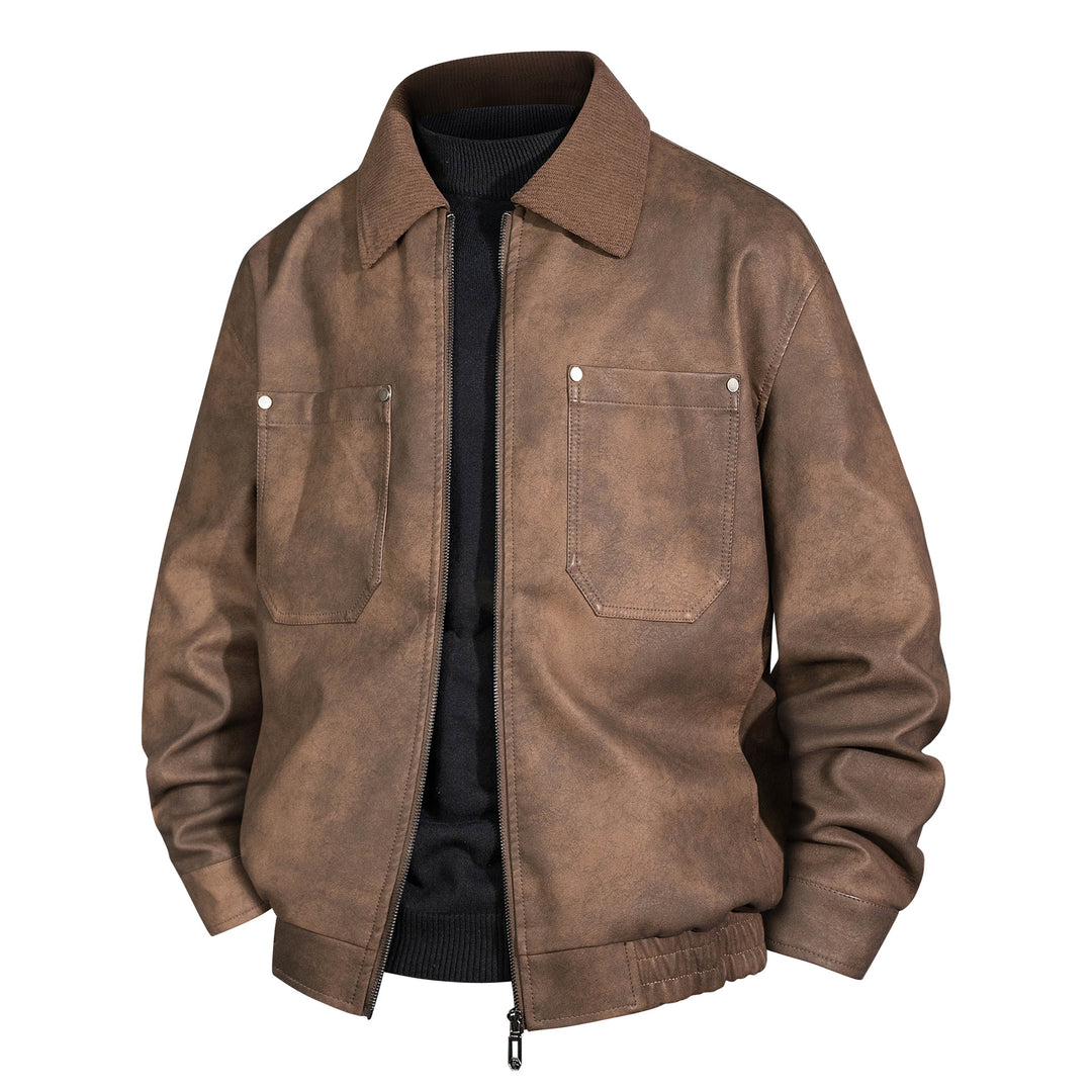 Herren Kurzjacke aus Veloursleder-Imitat mit geripptem Kragen und aufgesetzten Brusttaschen Echo Archiv