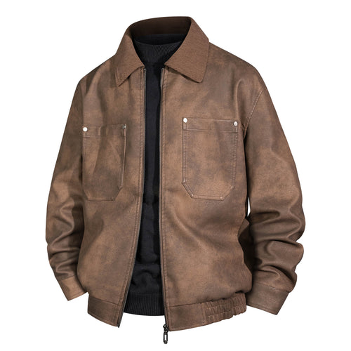 Herren Kurzjacke aus Veloursleder-Imitat mit geripptem Kragen und aufgesetzten Brusttaschen Echo Archiv