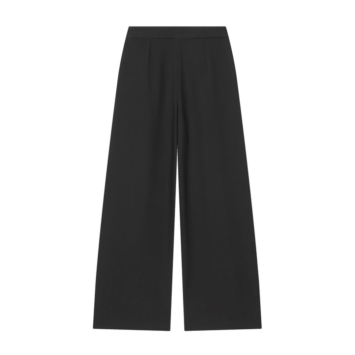 Damen hochtaillierte Bundfaltenhose mit weitem Bein und markanten Vorderfalten – Avélisse