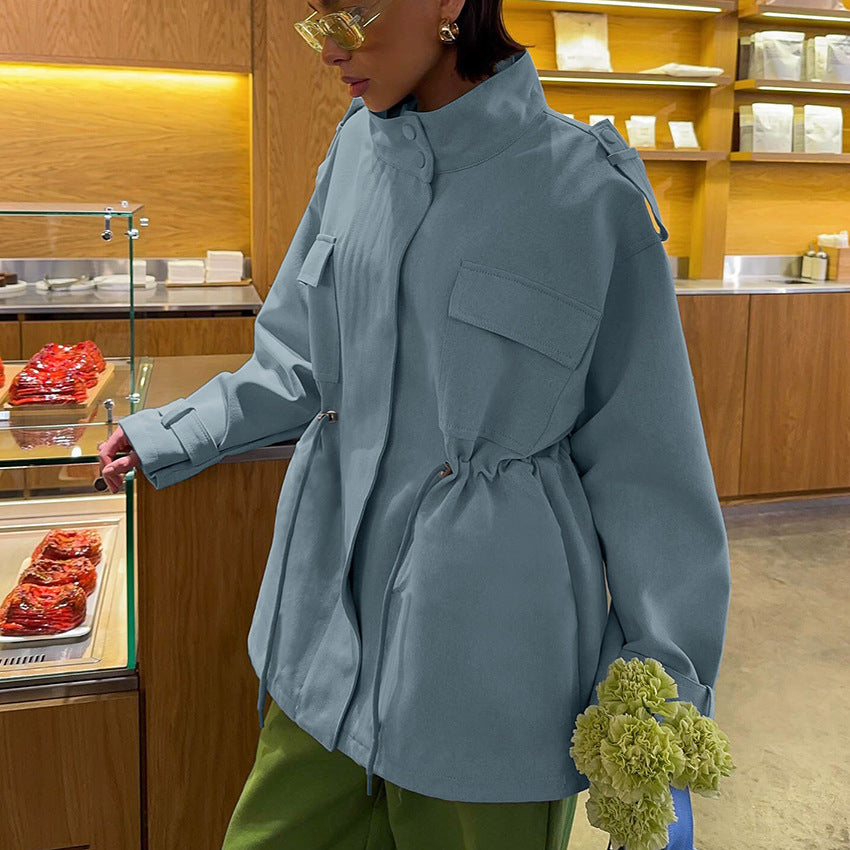 Damen Utility-Parka mit Tunnelzugtaillierung, Pattentaschen und Stehkragen Echo Archiv