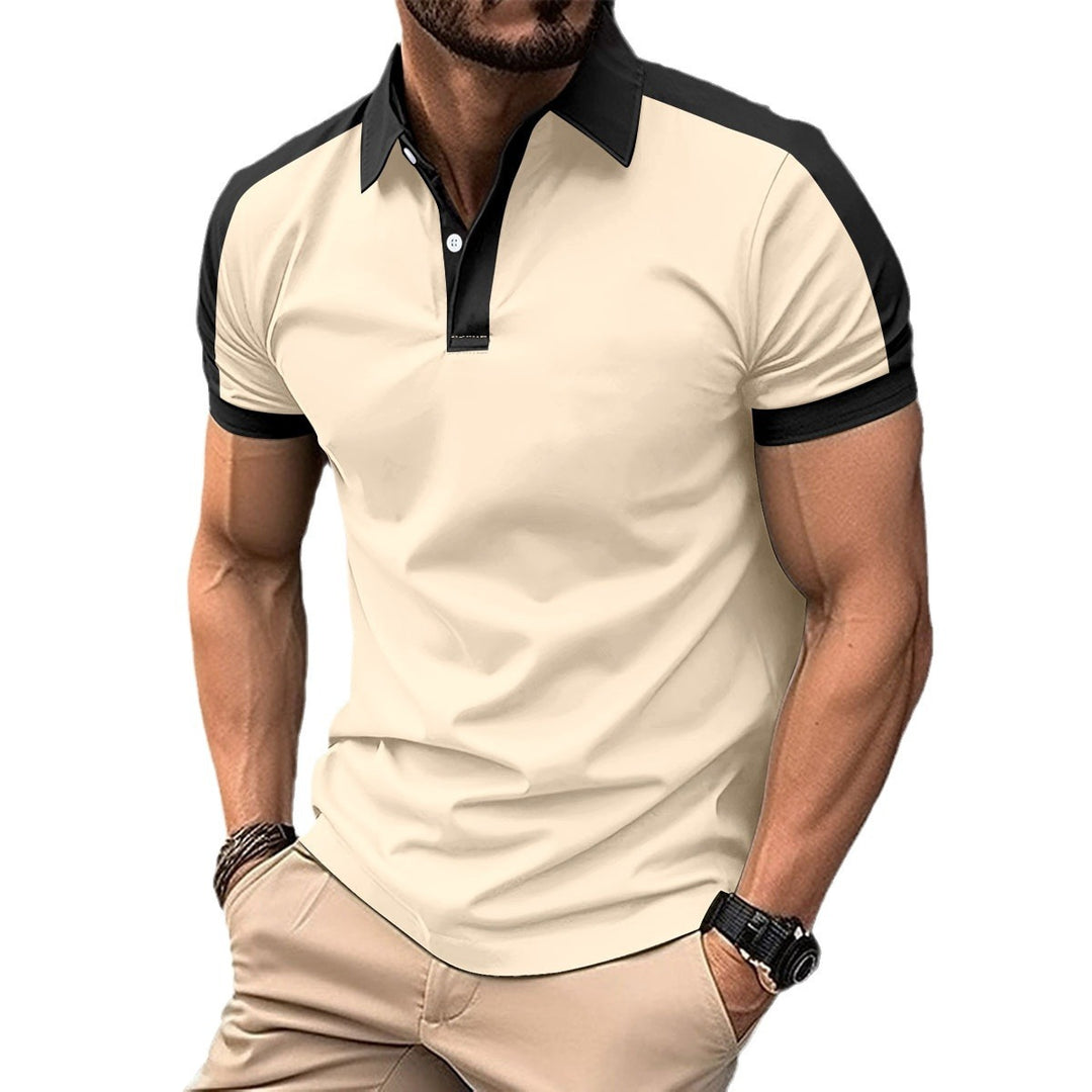 Herren Kurzarm Poloshirt mit modischem Farbblockdesign und schickem Gewebematerial Echoarchiv