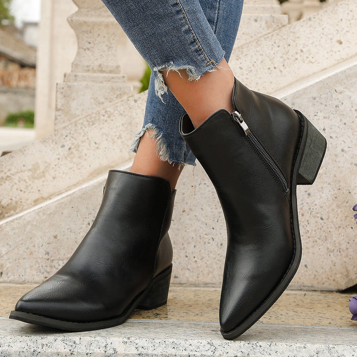 Damen elegante Ankle-Boots mit spitzem Fersenbereich und seitlichem Reißverschluss Echoarchiv