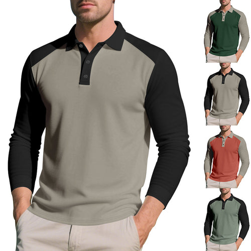 Herren Sportliches Langarmpoloshirt mit Kontrastärmel Echoarchiv