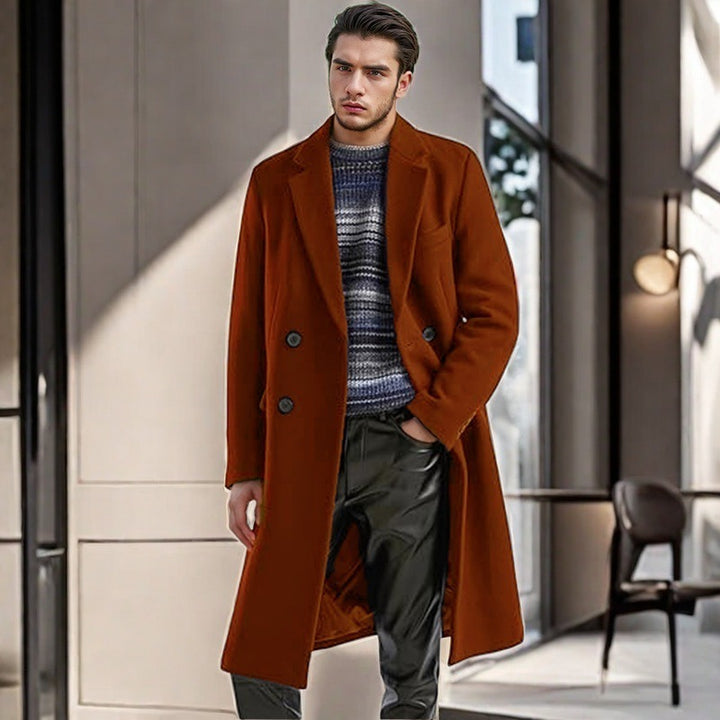 Herren eleganter Doppelreihiger Wollmantel Echoarchiv