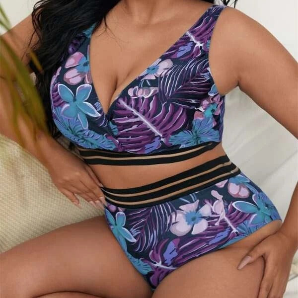 Damen Bunt gemusterter Bikini mit breitem Unterbrustband Echo Archiv