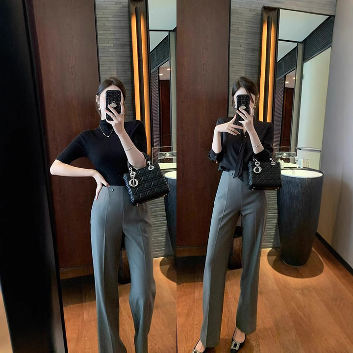 Damen Elegante und hoch taillierte Anzughose Echoarchiv
