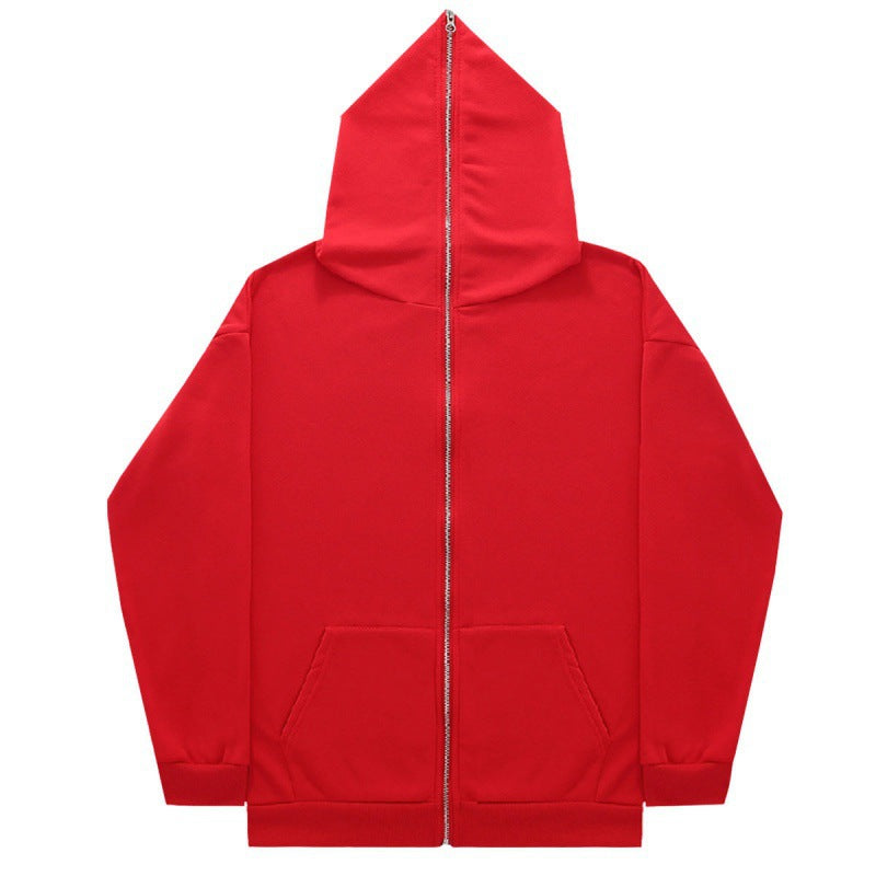 Unisex minimalistisch strukturierter Kapuzenzipper mit spitzer Kapuze, Kängurutasche und verstärkten Bündchen – Auréline