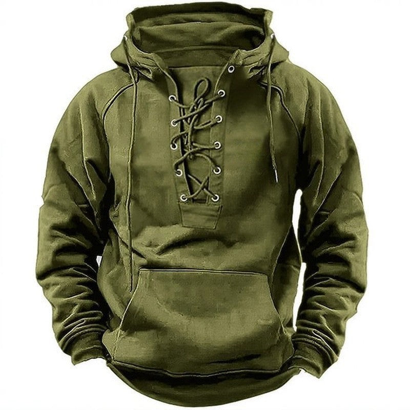 Herren Hoodie mit Frontschnürung und Kängurutasche – Cavarno