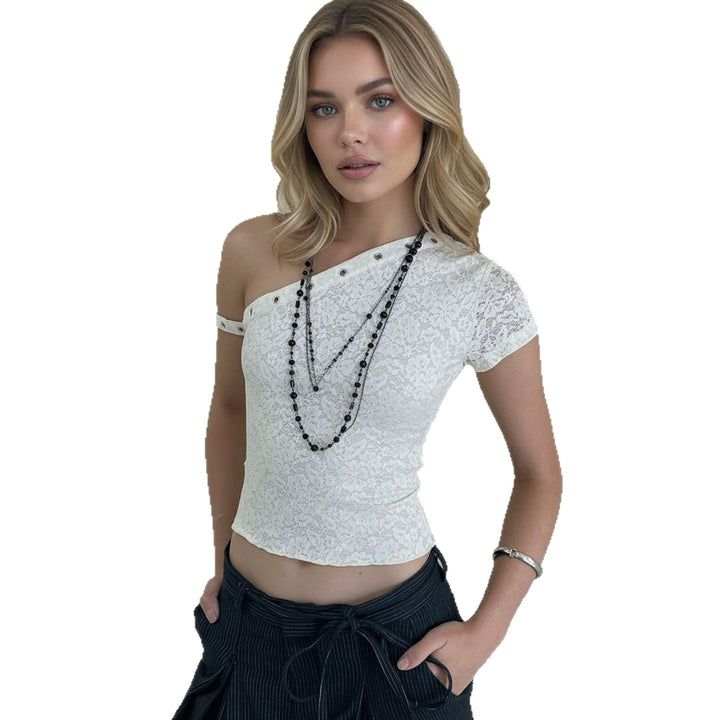 Damen elegantes Oberteil aus zarter Spitze mit kurzem Ärmel und aufregendem Design Echo Archiv