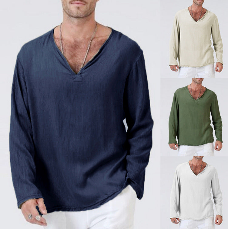 Herren Langarmshirt mit v-ferner Ausschnitt und lässigem Schnitt Echoarchiv
