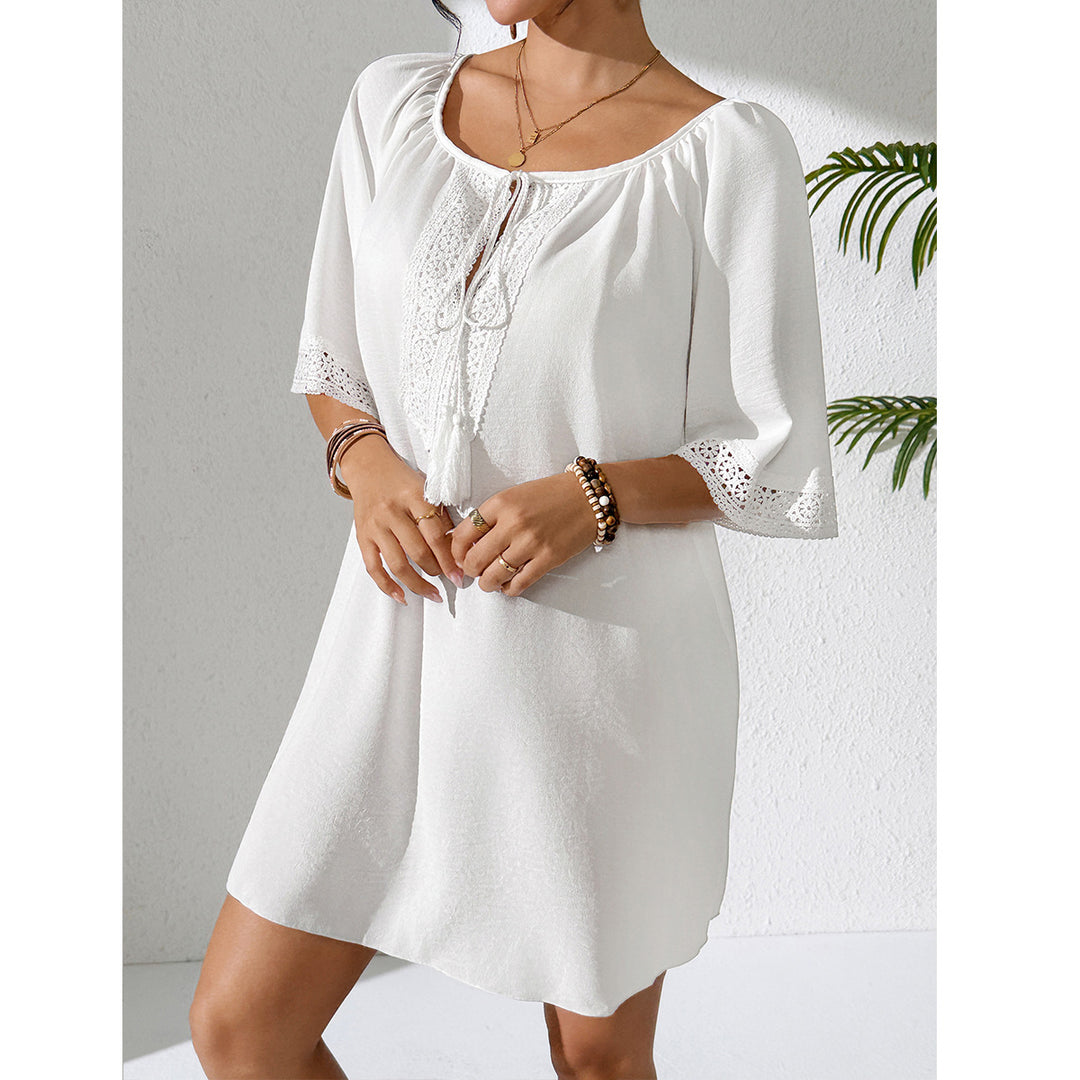 Damen luftiges Strandkleid mit verzierten Ärmeln Echo Archiv