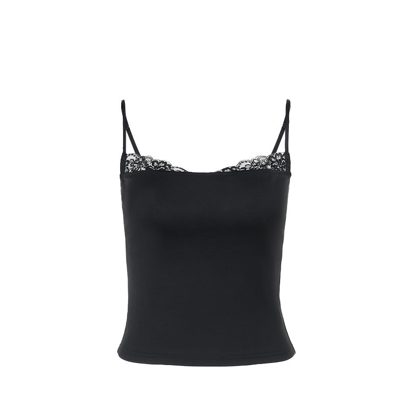 Damen elegantes Spaghetti-Top mit feinem Spitzenbesatz Echo Archiv