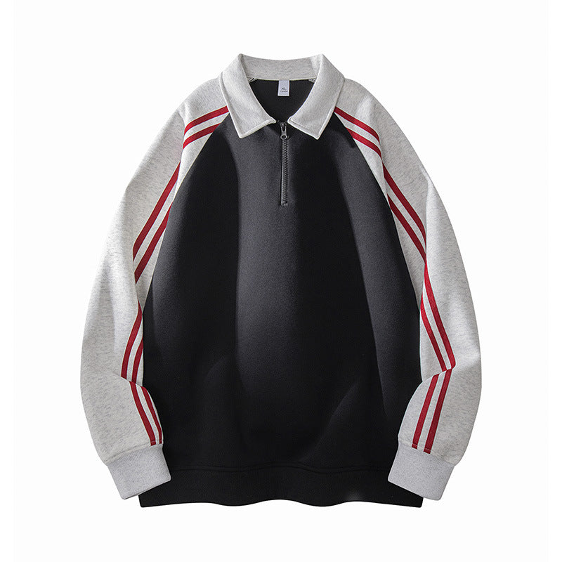 Herren Sportlicher Sweatshirt mit Stehkragen und Reißverschluss Echoarchiv