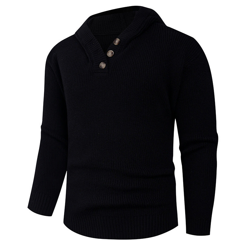 Herren Strickpullover mit hochabschließendem Kragen und Knopfdetails Echoarchiv