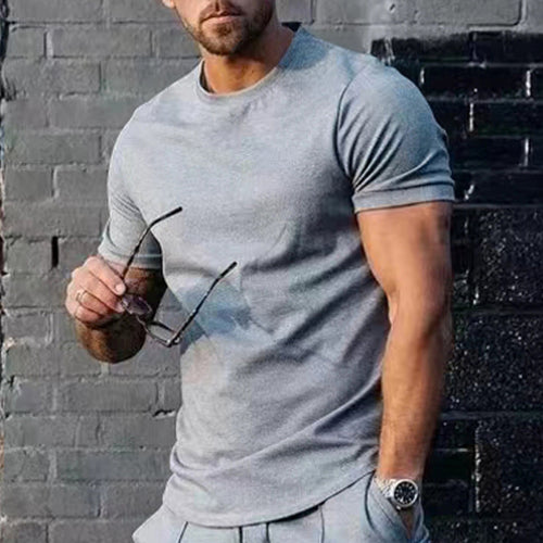 Herren Basic Rundhals-T-Shirt aus atmungsaktiver Baumwolle Echoarchiv