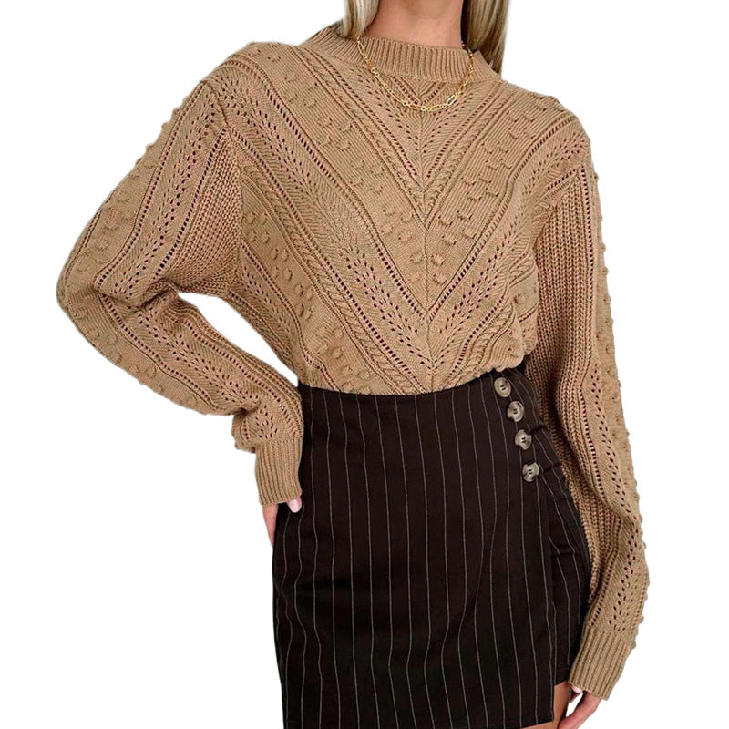 Damen Strukturierter Feinstrick-Pullover mit V‑Struktur und Noppenmuster Echoarchiv