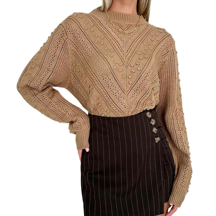 Damen Strukturierter Feinstrick-Pullover mit V‑Struktur und Noppenmuster Echoarchiv