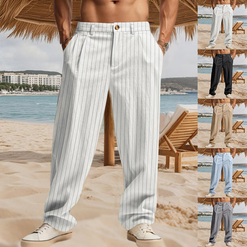 Herren lässige Strandhose mit komfortabler Passform und stilvollem Nadelstreifenmuster Echoarchiv