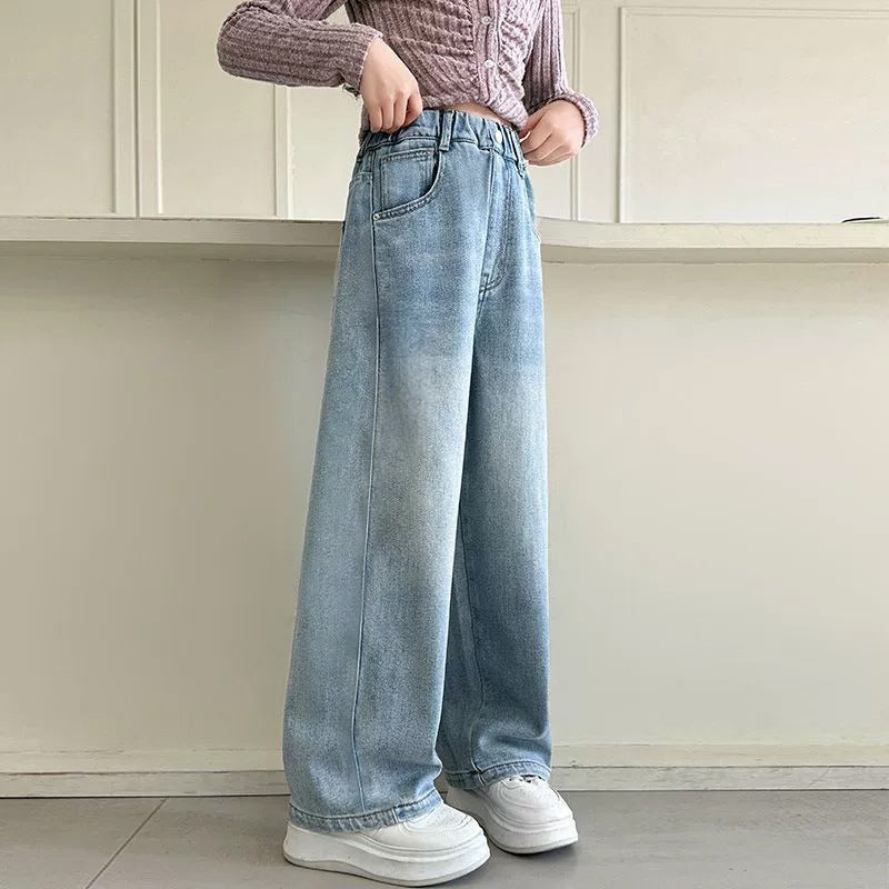 Damen weite Denim-Hose mit hoch tailliertem Schnitt Echo Archiv