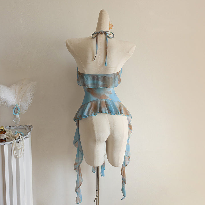 Damen Strandkleid mit transparenten Volants Echo Archiv