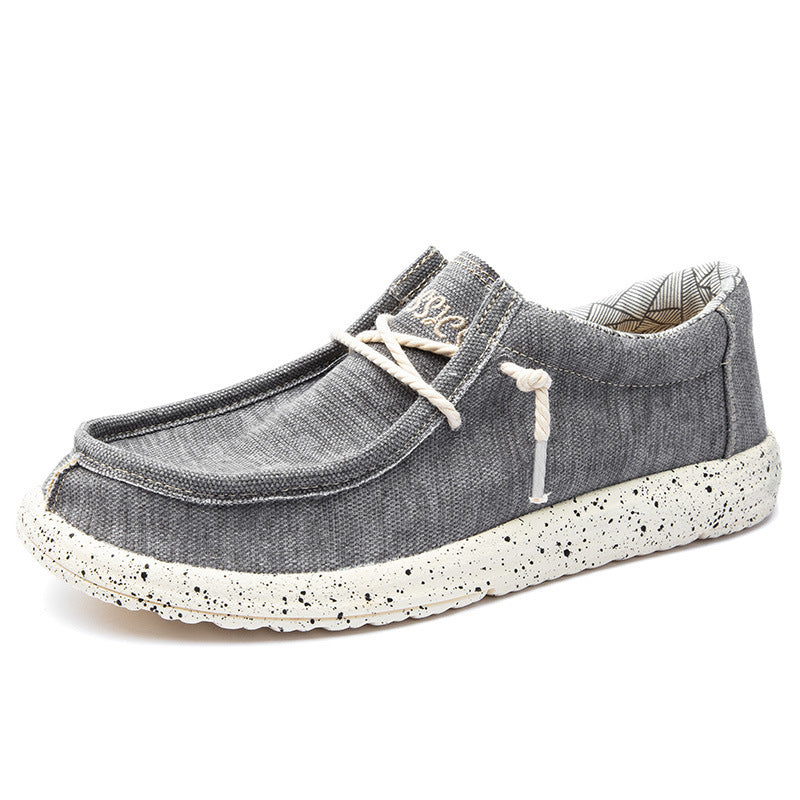 Herren Legerer Canvas-Mokassin-Slipper mit geflochtener Schnürung und gefleckter EVA-Sohle Echoarchiv