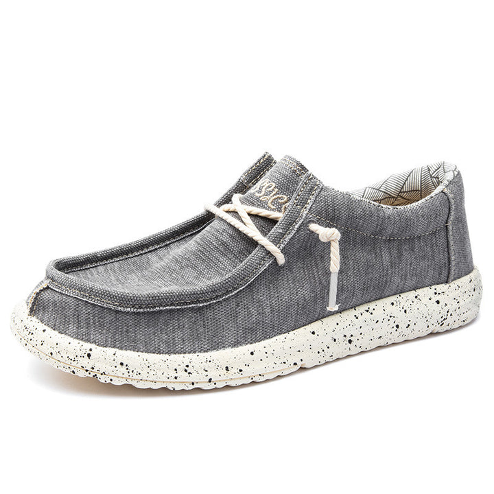Herren Legerer Canvas-Mokassin-Slipper mit geflochtener Schnürung und gefleckter EVA-Sohle Echoarchiv