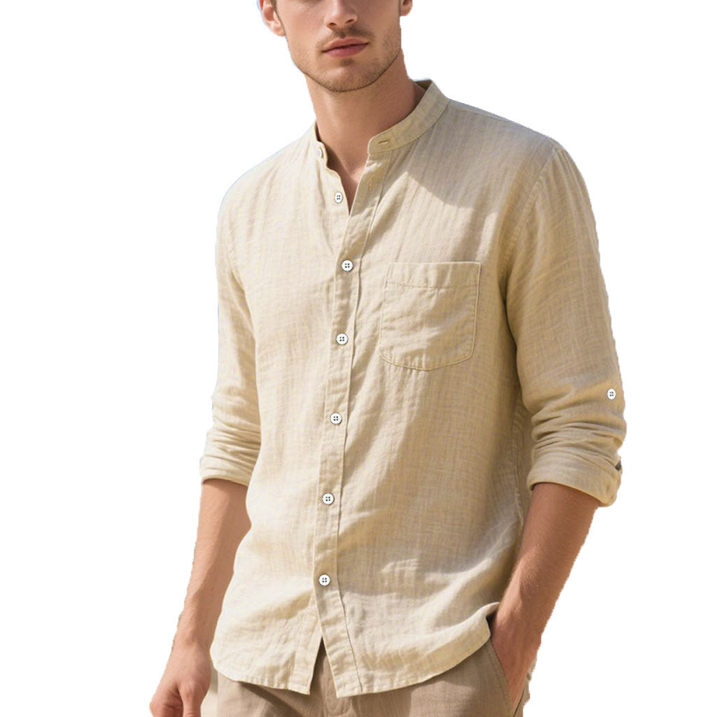 Herren Hemd im eleganten Henley-Stil mit strukturierter Baumwolle Echoarchiv