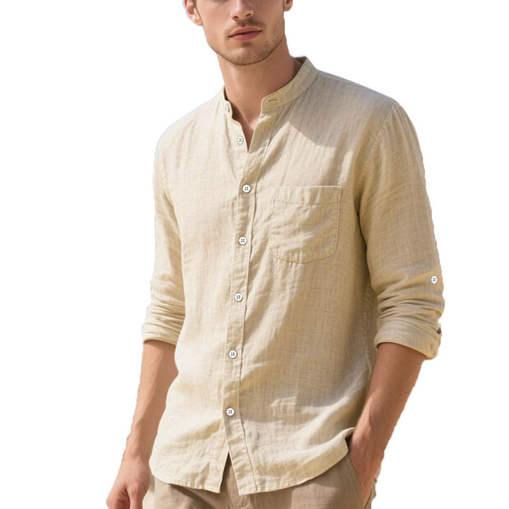 Herren Hemd im eleganten Henley-Stil mit strukturierter Baumwolle Echoarchiv