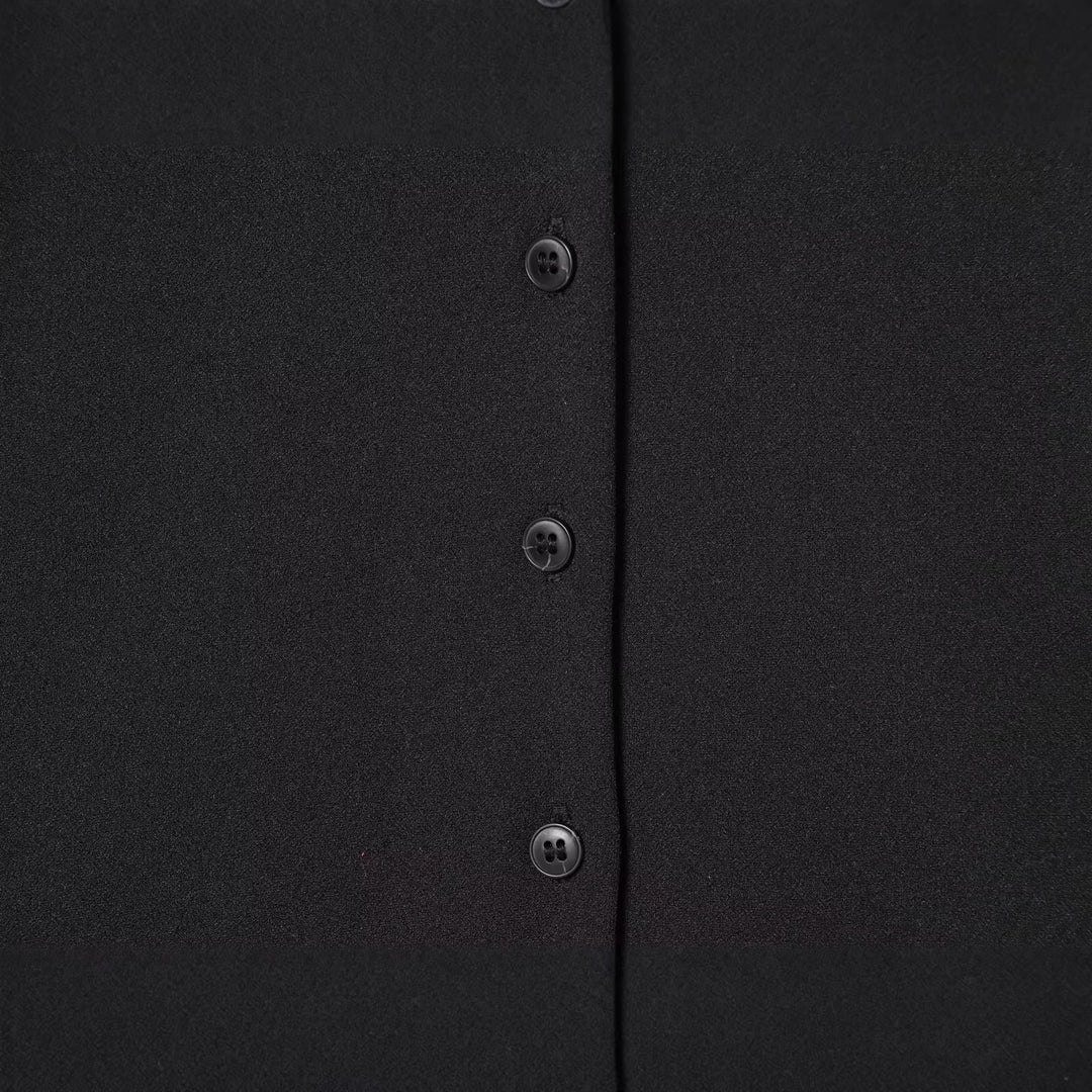 Damen Boxy-Knopfleistenbluse mit V-Ausschnitt und lässiger Oversize-Passform Echoarchiv