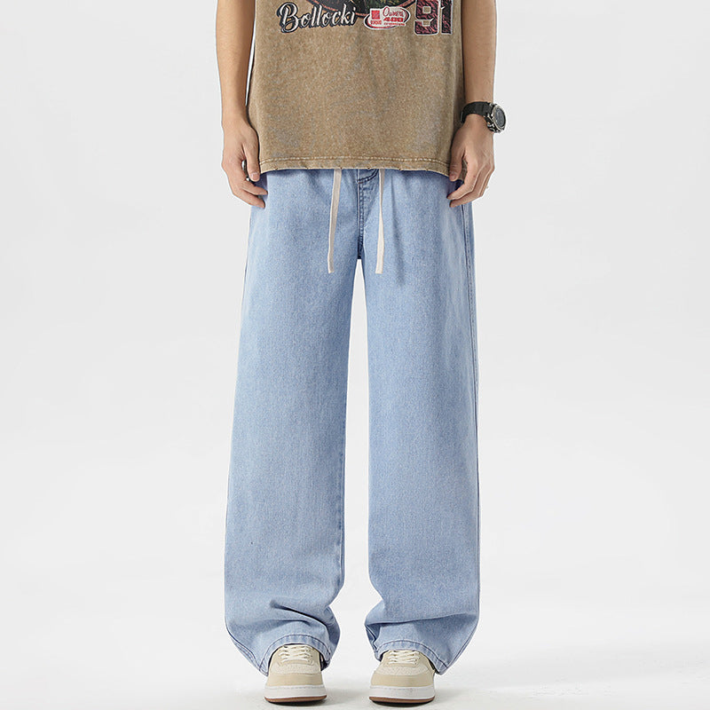 Herren Oversize Denim-Baggyhose mit Kordelzug und stonewashed Baumwollmix Echo Archiv