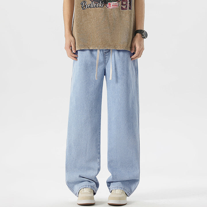 Herren Oversize Denim-Baggyhose mit Kordelzug und stonewashed Baumwollmix Echo Archiv