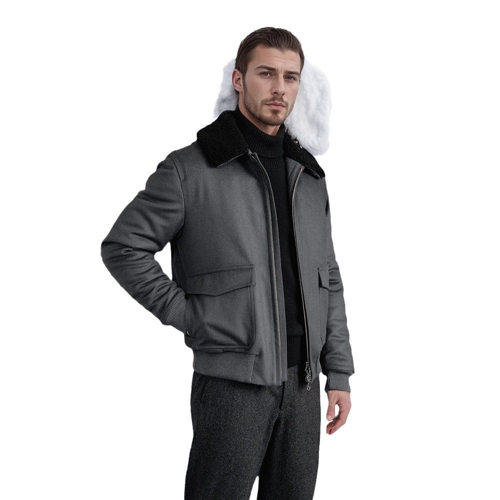 Herren kuschelweiche Winterjacke mit Teddykragen und aufgesetzten Taschen Echoarchiv