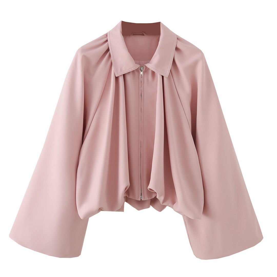 Damen Kurzjacke mit Kräusel-Volants, weitem Ärmel und Reißverschluss Echo Archiv