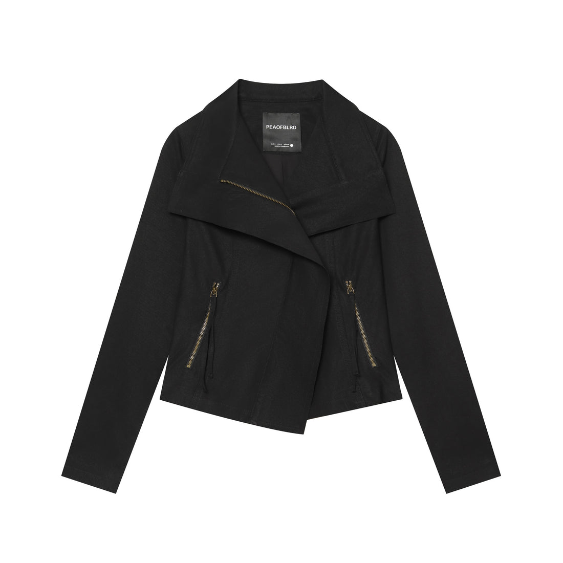 Damen Asymmetrische Übergangsjacke mit weitem Revers und Kordelzug Echoarchiv