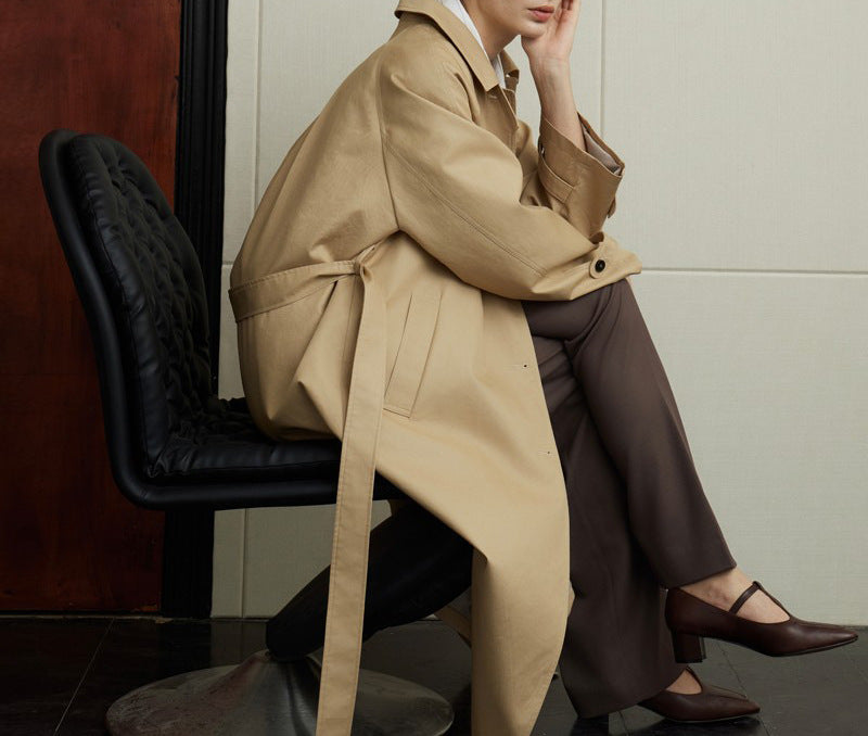 Damen elegante Trenchjacke mit Taillengürtel Echoarchiv