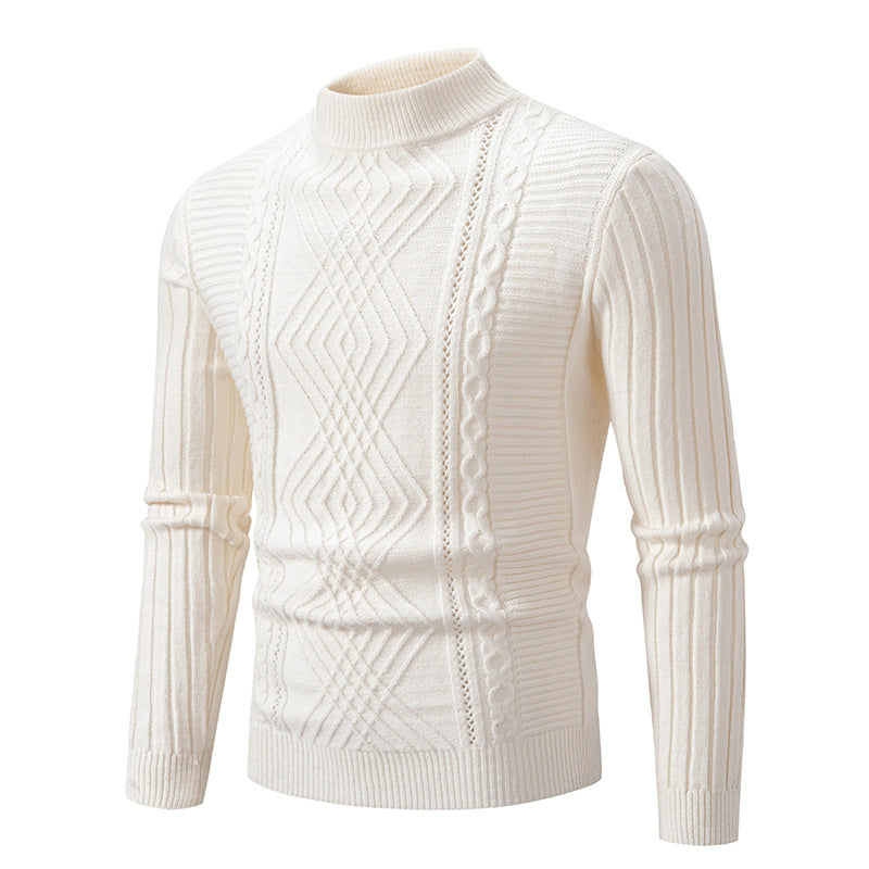 Herren Rollkragenpullover aus hochwertiger Baumwolle mit strukturiertem Zopfmuster Echoarchiv